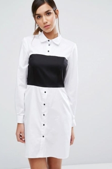 Closet London Corset Detail Long Sleeve Shirt Dress
