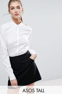 ASOS TALL Fitted White Shirt in Stretch Cotton