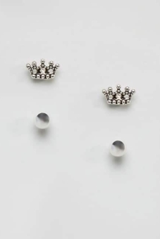 Juicy Couture Silver Crown Stud Earring Set