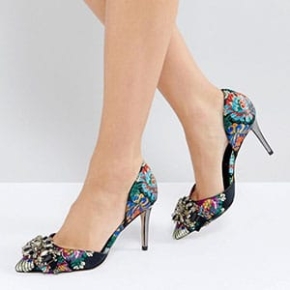 Carvela Guided Floral Jewel Buckle Court Shoes
