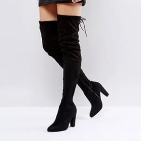 Public Desire Olivia Tie Back Heeled Thigh High Boots