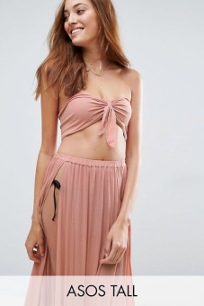ASOS TALL Beach Bandeau Top with Twist Front Co-ord