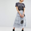 Coster Copenhagen Tulle Skirt black check pattern casual look Fashion Skirts Tulle Skirts 