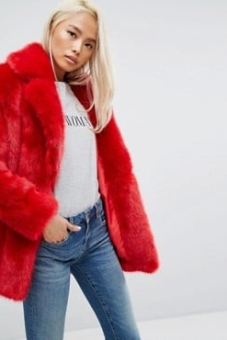 Jakke Mid Length Faux Fur Coat