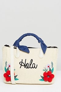 Skinnydip Straw Tote Bag With Floral Pom Detail