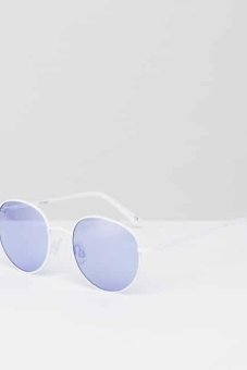 ASOS 90s Round White Sunglasses With Lilac Coloured Lens