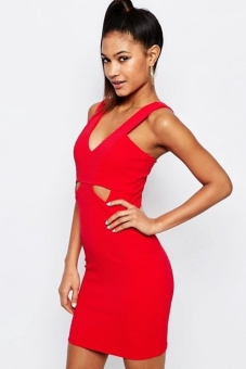 Ariana Grande for Lipsy Ribbed Bodycon Cut Out Dress