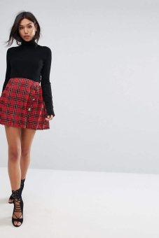 PrettyLittleThing Tartan Wrap Mini Skirt
