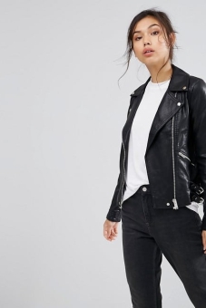 Warehouse Leather Look Biker Jacket