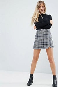 ASOS Check Mini Skirt with Faux Pearl Trim