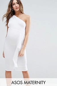 ASOS Maternity Knot One Shoulder Ruffle Side Midi Dress