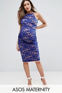 ASOS Maternity Lace High Neck Midi Dress With Wrap Skirt Dress