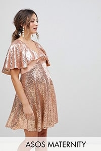 ASOS Maternity Sequin Fluted Sleeve Lace Mini Dress