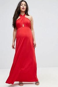 Bluebelle Maternity Maxi Dress With Halter Neck And Cut Out Detail