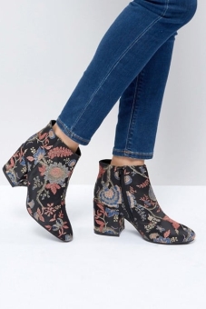 Boohoo Jacquard Floral Heeled Ankle Boot