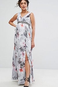 Little Mistress Maternity Plunge Front Maxi Dress In Floral