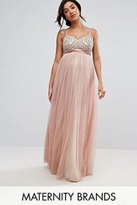 Maya Maternity Embellished Bodice Cami Maxi Dress With Tulle Skirt And Bow Back