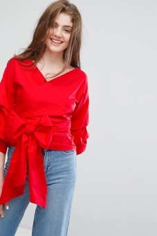 Willow and Paige Extreme Wrap Blouse With Layered Sleeves