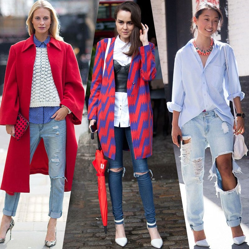 London street style ripped jeans