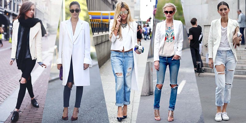 Style Tip of the Day | Torn Jeans and White Jacket