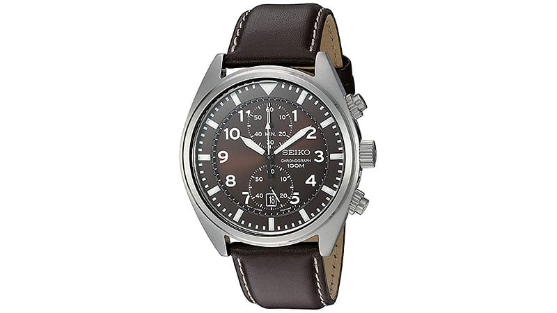 Seiko Men's Snn241 Stainless Steel Watch With Brown Leather Band