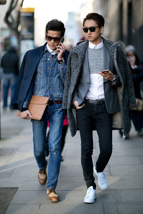 Petite gay brunette street