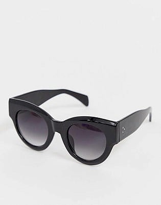 Aj Morgan Chunky Cat Eye Sunglasses In Black