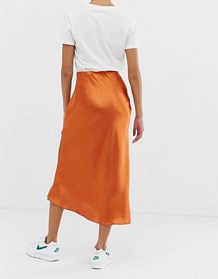 Asos Design Bias Cut Satin Slip Midi Rock