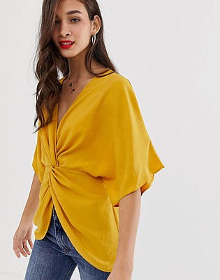 Asos Design Knot Front Top Mit Kimono Ärmel