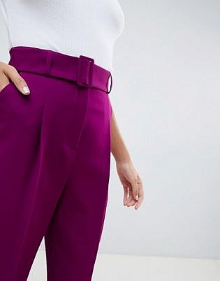 Asos Design Tailored Tapered Pants With Crazy Long Belt