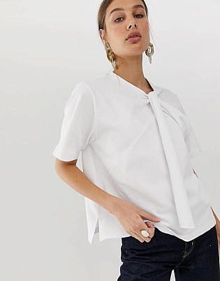 Asos White Knot Front T Shirt