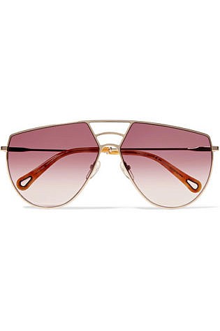 ChloÉ Aviator Style Gold Tone Sunglasses