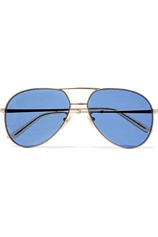 Gucci Aviator Style Gold Tone Sunglasses