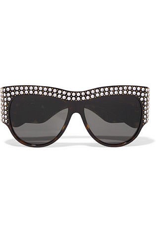 Gucci Embellished D Frame Tortoiseshell Acetate Sunglasses