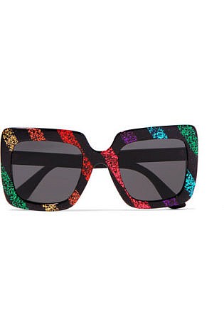 Gucci Square Frame Glittered Acetate Sunglasses