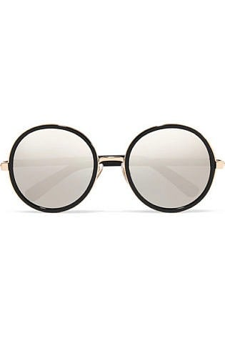 Jimmy Choo Andie Round Frame Glittered Acetate Mirrored Sunglasses