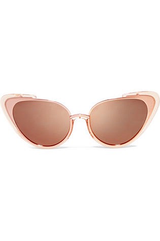 Linda Farrow Cat Eye Acetate And Rose Gold Tone Mirrored Sunglasses