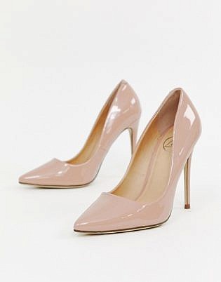 Missguided High Heeled Patent Pumps In Blush