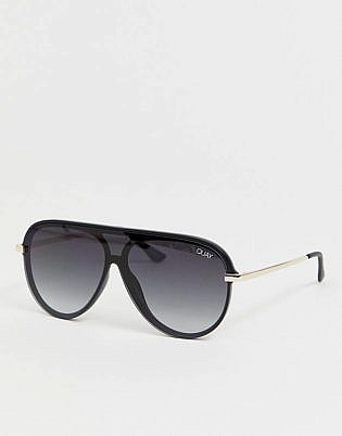 Quay Australia X J Lo Empire Aviator Sunglasses In Black