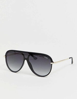 Quay Australia X J Lo Empire Aviator Sonnenbrille In Schwarz