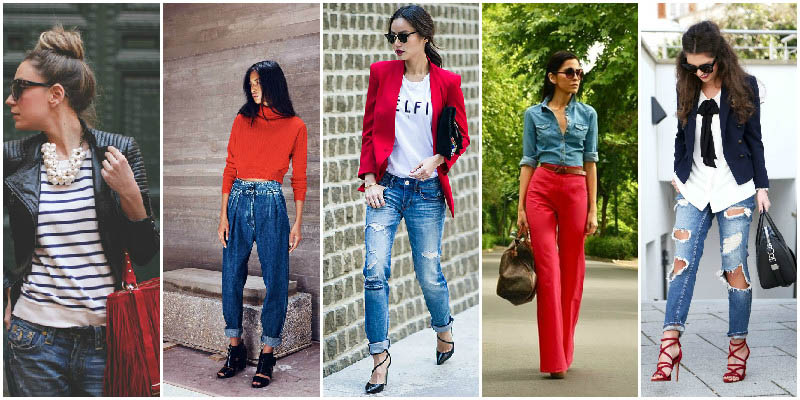 Red and Denim Colour Combinations