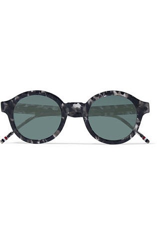 Thom Browne Round Frame Tortoiseshell Acetate Mirrored Sunglasses