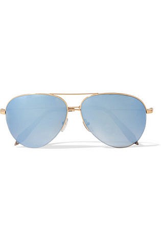 Victoria Beckham Aviator Style Gold Tone Mirrored Sunglasses