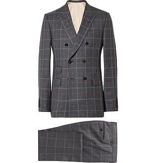 Grey Slim-Fit Embroidered Prince Of Wales Checked Wool And Cotton-Blend Suit