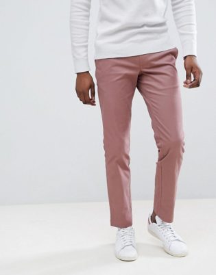 Moss London Stretch Skinny Chino In Pink