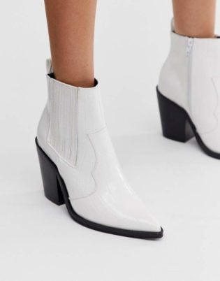 Asos Design Asos Design Elliot Western Boots In White Croc