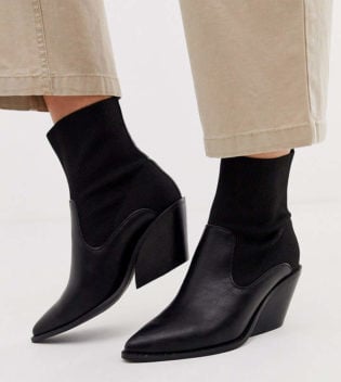 Asos Design Asos Design Wide Fit Rekindle Western Sock Boots In Black