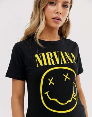 New Look Nirvana Band Tee In Black