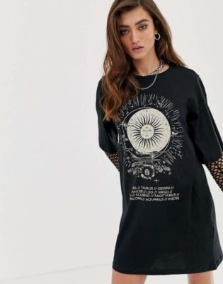 Noisy May Zodiac Print T Shirt Dress