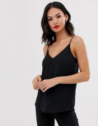 Oasis V Neck Cami Top In Black